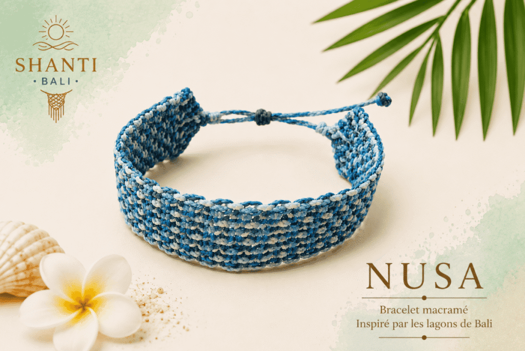 bracelet fait main macramé bleu bali
