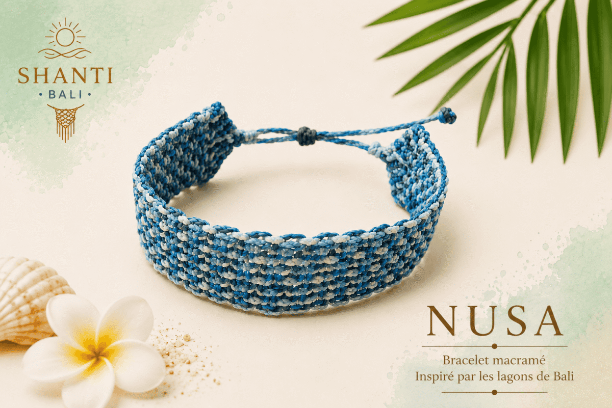 bracelet fait main macramé bleu bali