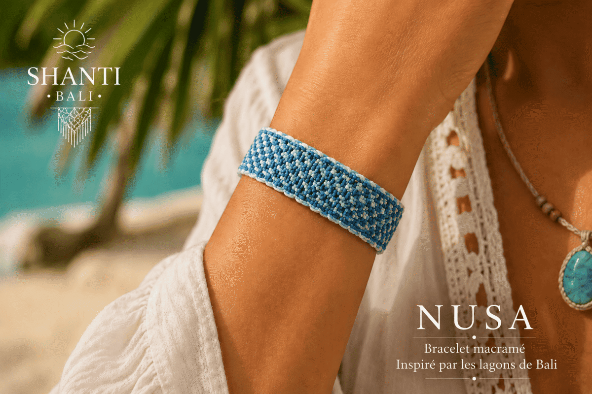 bracelet fait main macramé bleu bali