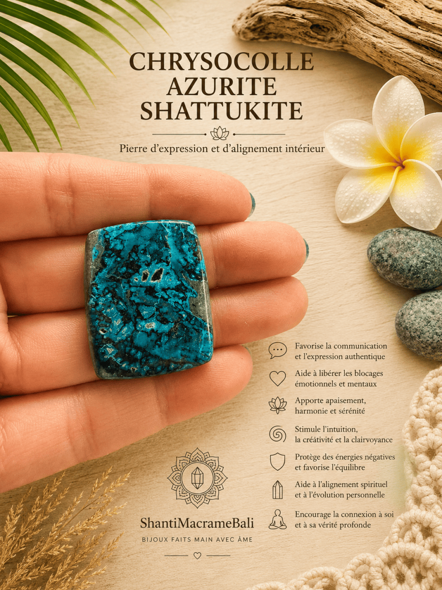 Chrysocolle Azurite Shattukite : vertus, signification et l&rsquo;alliance de la sagesse