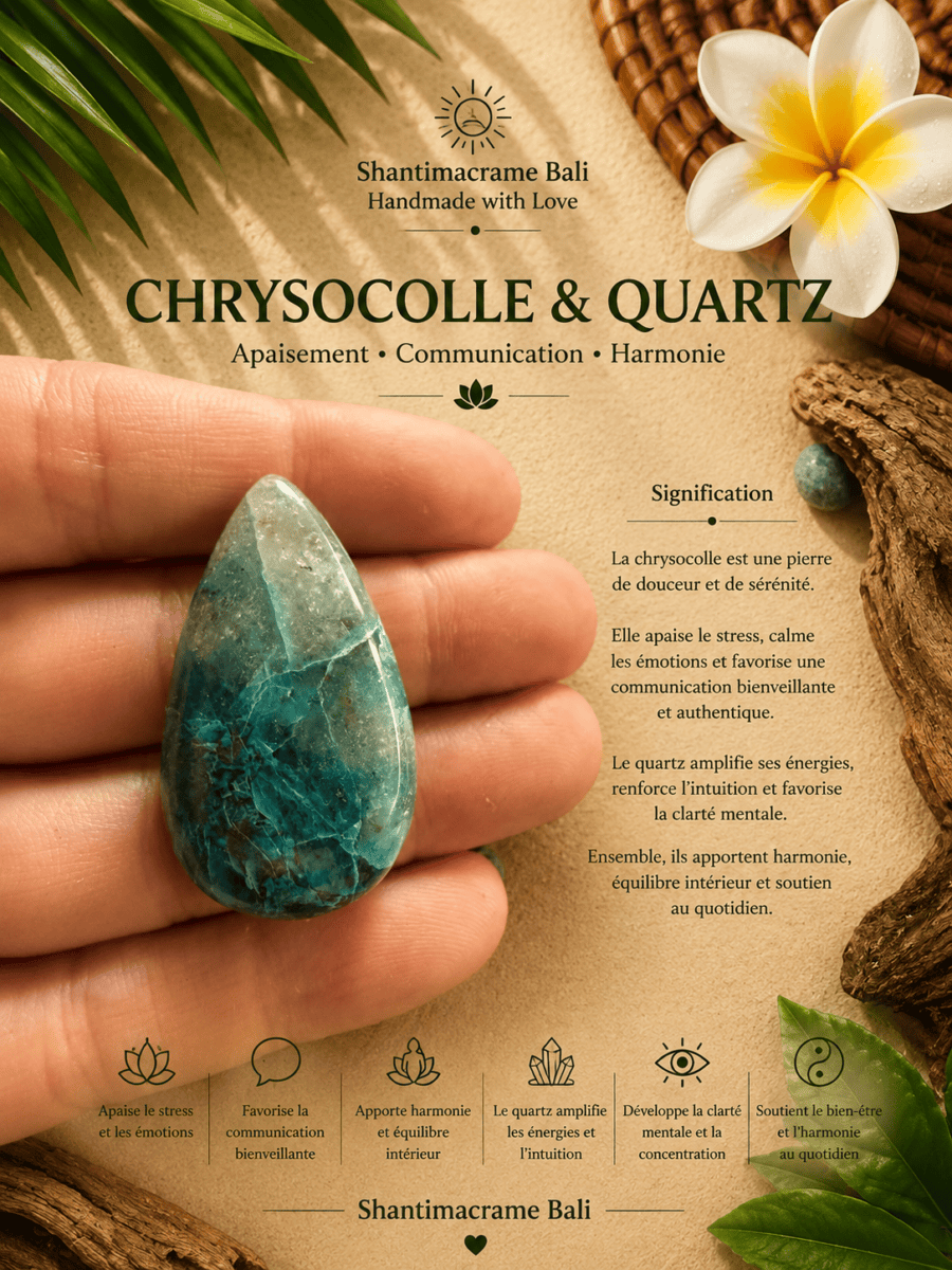 Chrysocolle Quartz : vertus, signification et la pierre de la clarté du cœur