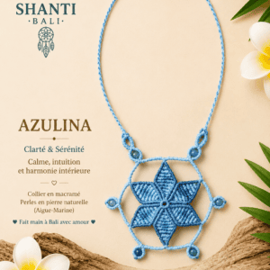 collier macramé AZULINA étoile aigue-marine fait main Bali