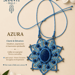 collier macramé AZURA mandala lapis lazuli fait main Bali