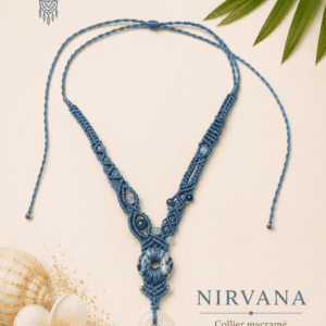 collier macramé NIRVANA pierre de lune sodalite fait main Bali