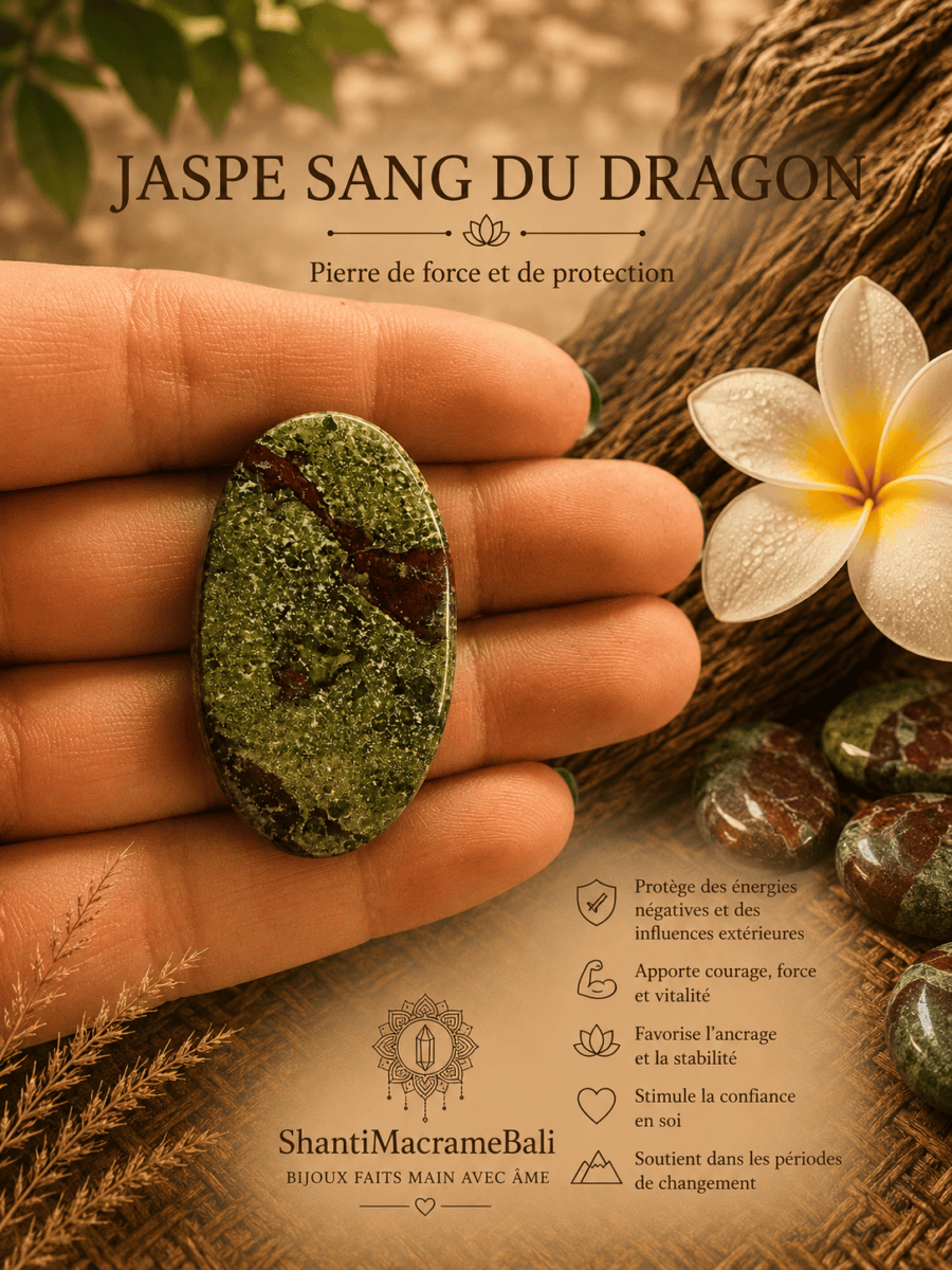 Jaspe Sang du Dragon : vertus, signification et la pierre du courage