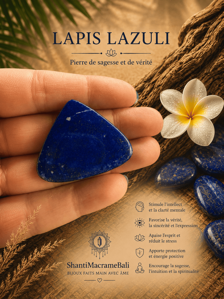 Collier macramé lapis lazuli — signification et vertus
